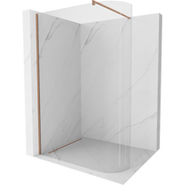 Mexen Kioto-R užlenkta dušo siena Walk-in 160 x 200 cm, skaidri 8 mm, šepečiu valyta vario spalva - 800-160-101-65-06