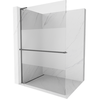 Mexen Kioto+ L dušo siena su lentyna Walk-in 90 x 200 cm, permatomas/matinis, gun metal - 800-090-123-95-35