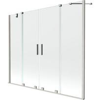Mexen Velar Dvigubas dviejų dalių stumdomas vonios dušo ekranas 200 x 150 cm, skaidrus, šlifuotas nikelis - 896-200-000-02-97