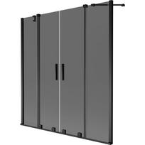 Mexen Velar Duo slankiojantis dviejų durų vonios ekranas 140 x 150 cm, grafitas, juodas - 896-140-000-42-70