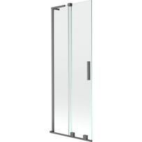 Mexen Velar L Dviejų dalių stumdomos dušo durys 75 x 150 cm, skaidrios, tamsaus metalo - 896-075-003-01-95