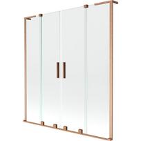 Mexen Velar L Dviejų dalių dušo sienelė 2 sparnų, stumdoma, 150 x 150 cm, skaidri, šlifuota vario spalva - 896-150-003-02-65