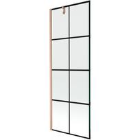 Mexen Next dušo pertvara 1-sparnis 70 x 150 cm, juodas tinklelis, šepečiu valytas varis - 895-070-000-00-77-65