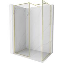 Mexen Kioto-F dušo sienelė Walk-in su rėmu 105 x 100 cm, skaidri 8 mm, šepečiu valdyta auksinė - 800-105-202-04-55-100