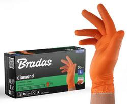 Vienkartinės darbo pirštinės Bradas DIAMOND, oranžinės, L dydis, 8-9, 50 vnt.