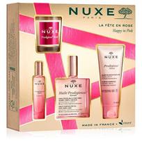 Dovanų rinkinys Nuxe Happy In Pink moterims: kvapusis vanduo EDP, 15 ml + dušo žėlė, 100 ml + kūno aliejus, 100 ml + kvepianti žvakė, 70 g