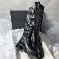 New Vintage Thick Heel Women Knee High Boots Fashion Side Zippers Shoes Autumn Winter Ladies Concise Long Botas De Mujer 35 juoda