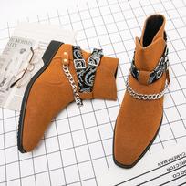 38-48 Men Black Brown Side Buckle Matte European Business Office Brand Chelsea Boots Gentlemen's Social Boots 38 geltona