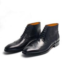 Madingi individualūs verslo batai vyrams, su raišteliais, iki kulkšnies, brogue stiliaus, patogūs, madingi, su retro spaudiniu, juodi, rudi, gražūs batai, rankų darbo 39 juoda
