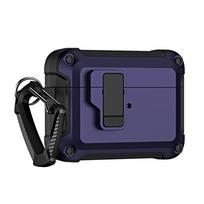 Airpods 4 Pro Armor dėklas su karabinu - Purpurinis