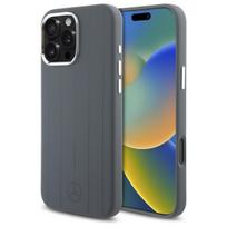 Mercedes silikoninis vertikalus toninių juostelių MagSafe dėklas iPhone 16 Pro Max - pilkas