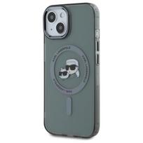 Karl Lagerfeld KLHMP15SHLSKCK iPhone 15 6.1" juodas/juodas kietasis dėklas IML Metal Karl&Choupette Head MagSafe