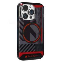 Audi IML Sport MagSafe dėklas iPhone 14 Pro Max 6.7" juodas/juodas kietasis dėklas AU-IMLMIP14PM-RSQ/D2-BK