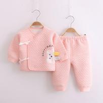 Trijų sluoksnių šiltas kūdikių pižamos komplektas: 0-3 mėn. A klasės medvilninis vienuolio kostiumas (Dviejų dalių) Size 52 (0-1 month)