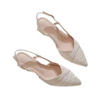 Single shoe female pointed toe 2025 straight strap back air heel sandals women's summer versatile toe cap thick heel 35 abrikosas