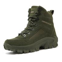 Mens Climbing Boots Training Wear-resistant Sports Outdoor Camping Fishing Anti Slip Thickened Anti Puncture Sole Hiking Shoes 39 armijos žalia spalva
