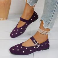 Super Soft Rhinestone Strap Mary Jane Single Shoes Spring and Summer New Flat Gentle Temperament Versatile Flat Shoes 35 geltona