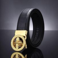 New Men's Bee Automatic Cowhide Belt Men's All-Match Business Youth Crocodile Belt Men's Spot 105cm