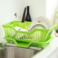 Dish Drying Rack Kitchen Utensils Drainer Rack with Drain Board Countertop Dinnerware Plates Bowls Chopsticks Spoons Organizer žalia