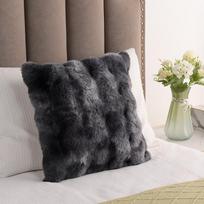 Pagalvė Sofa svetainei Imituotas triušio pliušas Miegamasis lango niša Vienspalvė pagalvė Burbulinis veliūras Lovos šoninė pliušinė pagalvė 45 * 45cm (excluding core) black