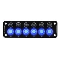 6 jungiklių maitinimo skydelis, mėlynas LED, 10A saugiklis, 12-24V automobiliui, kemperiui, valčiai, jūriniam transportui