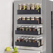 4 vnt. magnetinis prieskonių laikiklis šaldytuvui, organizatorius, lentyna, laikymo vieta, kilnojama magnetinė lentynėlė, taupanti vietą šaldytuve, tvirtas galas United States