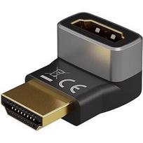 Goobay 72009 HDMI™ Angled Adapter 90° Horizontal, 8K @ 60 Hz, Gold-Plated, Black, Silver 72009