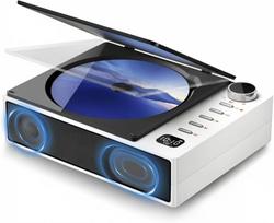 Nešiojamas CD grotuvas su Bluetooth ir garsiakalbiais, baltas