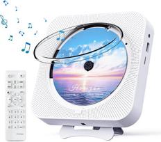 Nešiojamas CD grotuvas su Bluetooth ir nuotolinio valdymo pultu, baltas