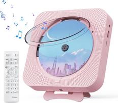 Nešiojamas CD grotuvas su Bluetooth, LED ekranu ir dviem garsiakalbiais, rožinis