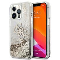 Guess 4G Didelis Skystas Blizgučių dėklas iPhone 13 Pro Max 6.7" - auksinis