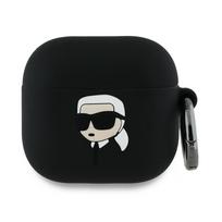 Karl Lagerfeld Silikoninė Karl Galva 3D Danga AirPods 4 - Juoda