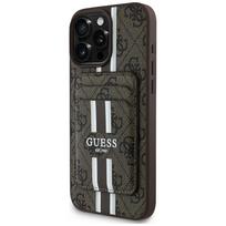 Guess 4G Dryžių dėklas su Magsafe pinigine iPhone 16 Pro Max rudas