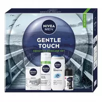 NIVEA_SET Men Gentle Skin Touch Senstitive Sensitive Recovery pianka do golenia 200ml + Sensitive Recovery balsam po goleniu 100ml + Sensitive żel pod prysznic 3w1 250ml +  Black & White Invisible Original antyperspirant roll-on 50ml