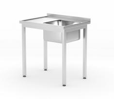Stalas su plovimo vonia ir lentyna – susukamas varžtais, gylis 600 mm, HENDI, Profi Line, Dešinioji pusė, 800x600x(H)850mm