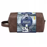 NIVEA_SET Men Sensitive Elegance Sensitive raminančios skutimosi putos 200ml + Sensitive raminantis balzamas po skutimosi 100ml + Creme universalus veido ir kūno kremas 100ml + Black&White Invisible Original antiperspirantas 50ml