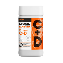 Livol EXTRA Vitaminai C & D – 500 mg C vitaminas + 2000 IU D vitaminas (60 tabletės)