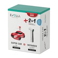 Rinkinys mažyliui: inhaliatorius SUPER CAR ir infraraudonųjų spindulių termometras EVOLU (du viename) (Dabar -15%)