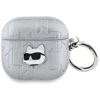 Karl Lagerfeld Monogram Choupette dėklas AirPods 4 - sidabrinis