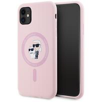Karl Lagerfeld Silikoninė Karl&Choupette MagSafe iPhone 11 dėklas - Rožinė