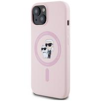 Karl Lagerfeld Silikoninis Karl&Choupette MagSafe iPhone 15 Plus dėklas - Rožinė