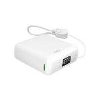 Puro 10000mAh 20W USB-C USB-A Power Bank with Display and Built-in USB-C Cable – baltos spalvos