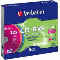 VERBATIM CD-RW 80 min. / 700MB 8-12x 5-pack slim case DataLife Plus Colour