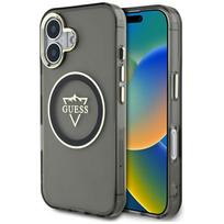 Guess IML Metal Mountain Logo MagSafe dėklas iPhone 16 - juodas