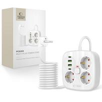 Tech-Protect PCS3X4 maitinimo juosta, 3 lizdai, 2xUSB-A, 2xUSB-C 200 cm - balta