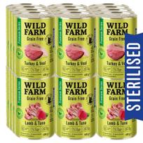 WILD FARM Premium Grain Free Turkey and Veal / Lamb and Tuna 24x400g – be grūdų maistas kastruotiems katėms