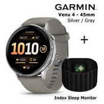 GARMIN Venu 4 - 45mm, Silver with Silver Gray + Index Sleep Monitor sportinis laikrodis 010-03014-01 / 010-03024-01