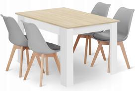 Stačiakampio Formos Stalo 120x80 ąžuolo "sonoma" Komplektas + 4 Kėdės Mark Pilka
