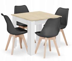 Kvadratinio Stalo 80x80 ąžuolo "sonoma" Komplektas + 4 Kėdės Mark Juodos Spalvos