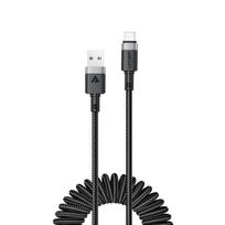 Spiralinis Usb-a - Usb-c 480mb/s 3a 1,2 M Ilgio Juodas Kabelis